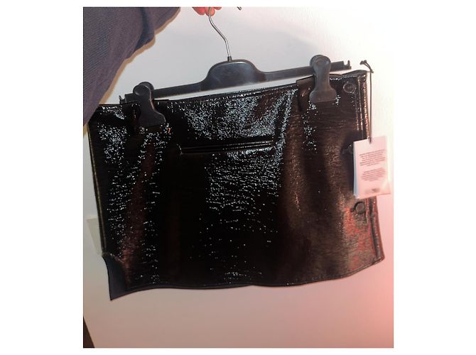 Courreges Minifalda negra de vinilo asimétrica Negro - vista 9