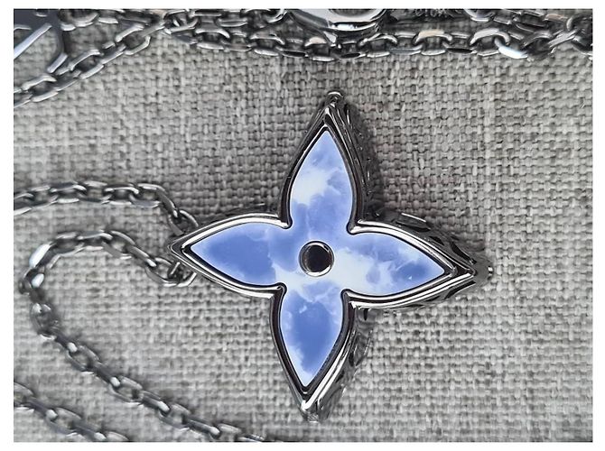 Louis Vuitton Collana Locket LV Ciel SS20 Virgil Abloh Rara Nero Blu chiaro - vista 13