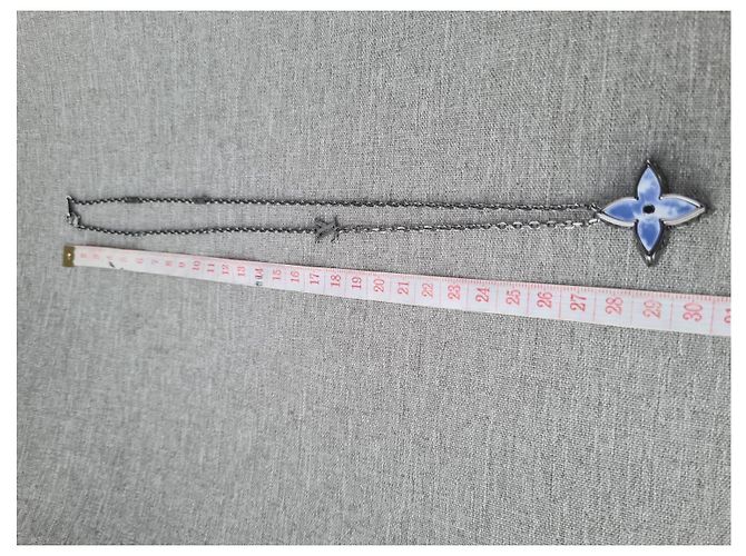 Louis Vuitton Collana Locket LV Ciel SS20 Virgil Abloh Rara Nero Blu chiaro - vista 19