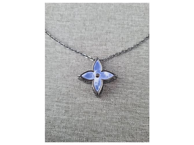 Louis Vuitton Collana Locket LV Ciel SS20 Virgil Abloh Rara Nero Blu chiaro - vista 2