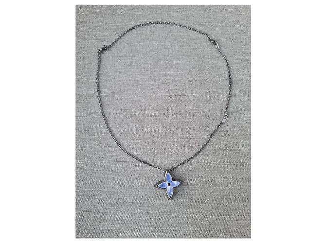 Louis Vuitton Collana Locket LV Ciel SS20 Virgil Abloh Rara Nero Blu chiaro - vista 3