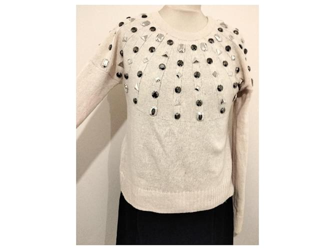 MAX AZRIA BCBG FRANZÖSISCHER CREME-PULLOVER Beige - Ansicht 9