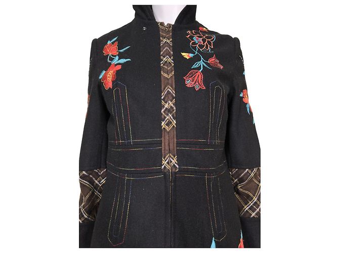 Kenzo Abrigo con capucha bordado de lana Multicolor - vista 2
