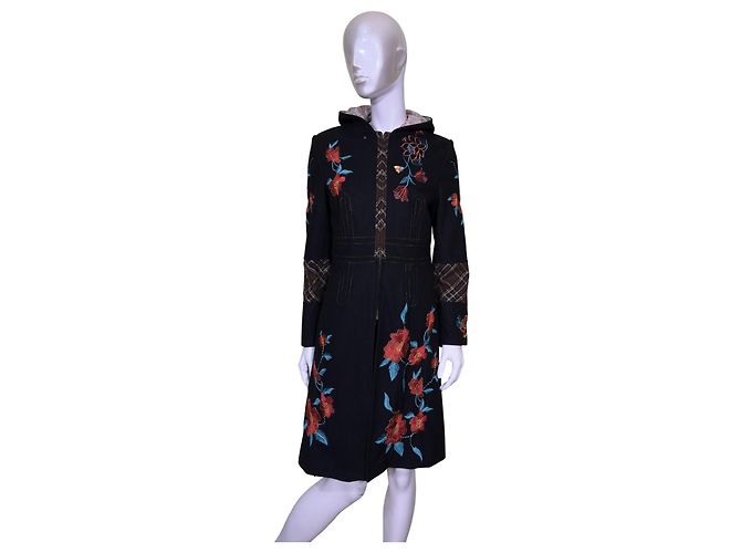 Kenzo Abrigo con capucha bordado de lana Multicolor - vista 3