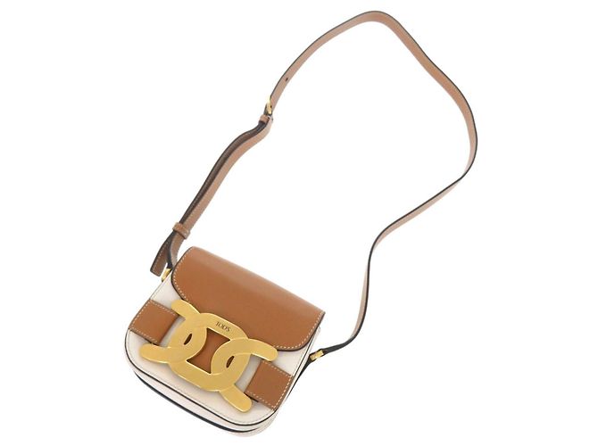 Borsa a Spalla in Pelle Kate di Tod's Marrone Bianco - vista 5