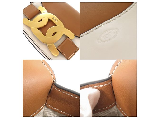 Borsa a Spalla in Pelle Kate di Tod's Marrone Bianco - vista 8