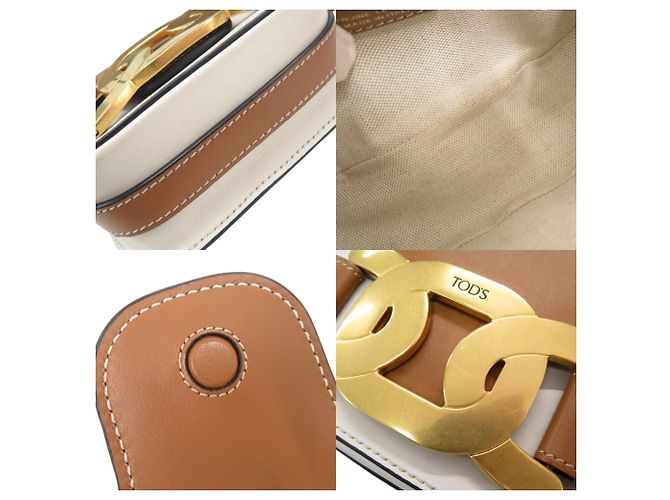 Borsa a Spalla in Pelle Kate di Tod's Marrone Bianco - vista 9