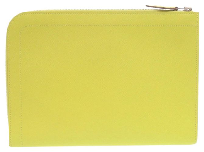 Clutch Hermès in pelle Epsom con zip D'oro Giallo - vista 2