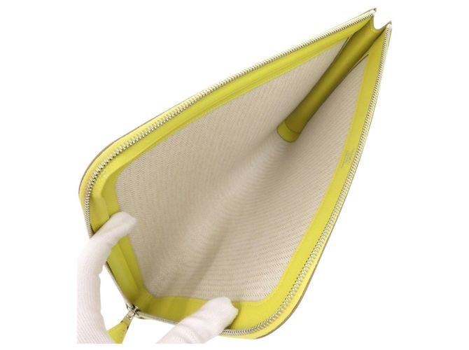 Clutch Hermès in pelle Epsom con zip D'oro Giallo - vista 4