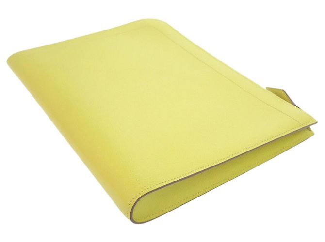 Clutch Hermès in pelle Epsom con zip D'oro Giallo - vista 5
