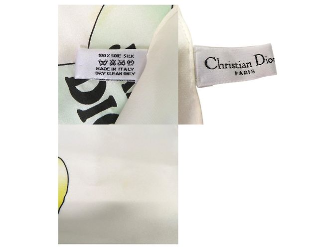 Foulard in seta J'ADORE DIOR di Christian Dior Bianco Giallo - vista 10