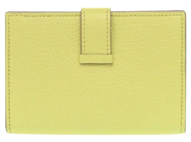 Tarjetero Hermès Bearn en Lima y Amarillo Dorado - vista 3