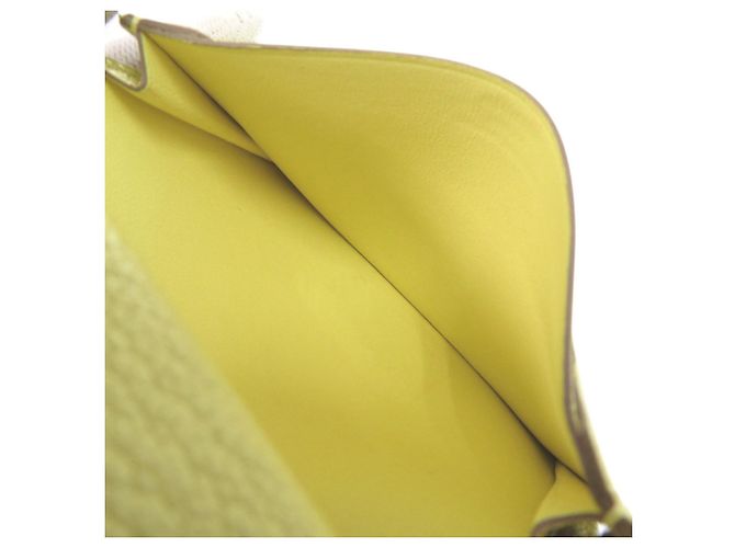 Tarjetero Hermès Bearn en Lima y Amarillo Dorado - vista 7