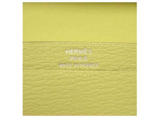 Tarjetero Hermès Bearn en Lima y Amarillo Dorado - vista 8