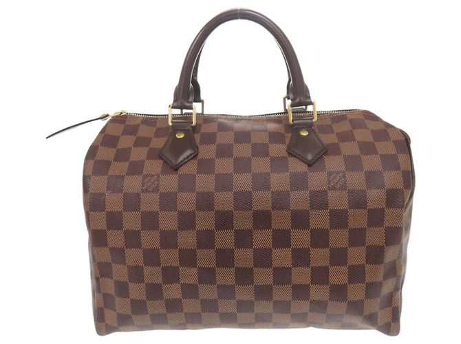 Borsa Louis Vuitton Speedy 30 Damier Ebene Marrone - vista 2