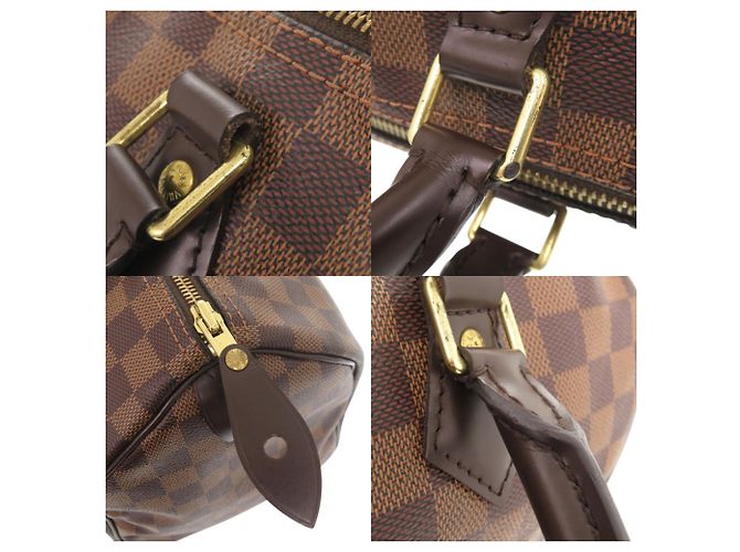 Borsa Louis Vuitton Speedy 30 Damier Ebene Marrone - vista 8