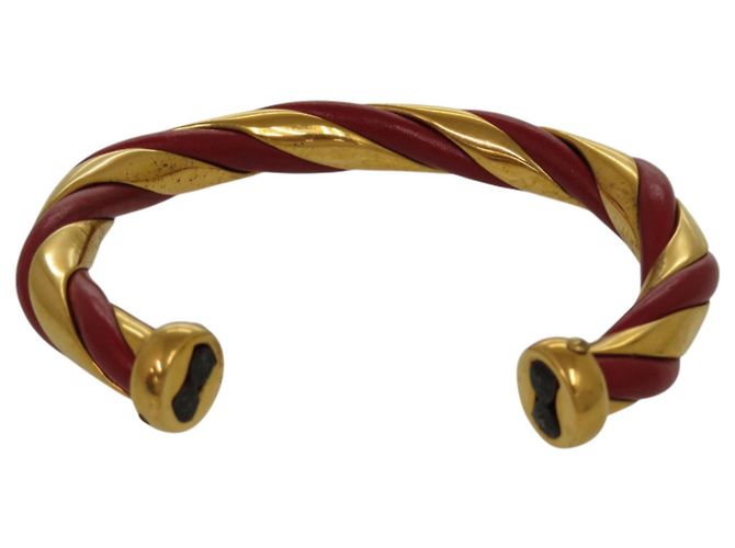 Pulseira de couro e metal Twist da Hermès Vermelho Dourado - vista 2