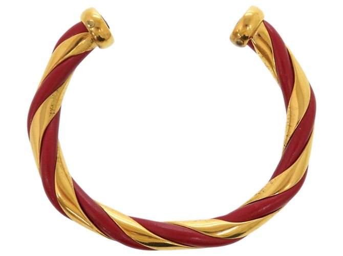 Pulseira de couro e metal Twist da Hermès Vermelho Dourado - vista 3
