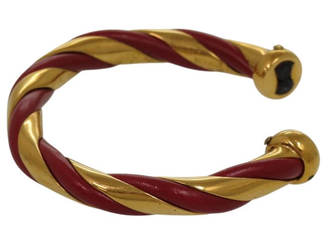Pulseira de couro e metal Twist da Hermès Vermelho Dourado - vista 5