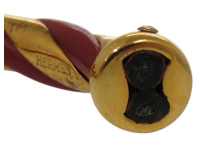 Pulseira de couro e metal Twist da Hermès Vermelho Dourado - vista 6