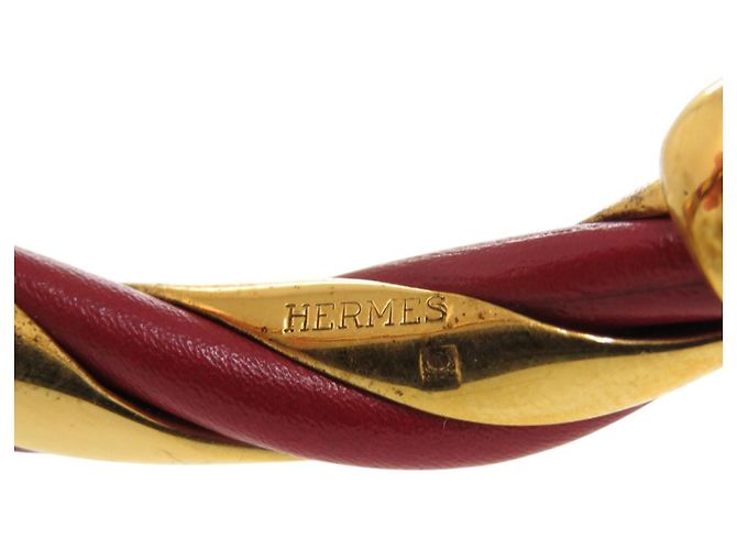 Pulseira de couro e metal Twist da Hermès Vermelho Dourado - vista 8
