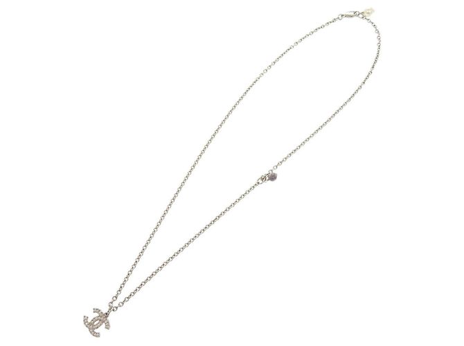 Collana in metallo con strass e perle finte Chanel Coco Mark in argento - vista 3