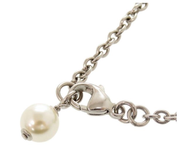 Collana in metallo con strass e perle finte Chanel Coco Mark in argento - vista 4