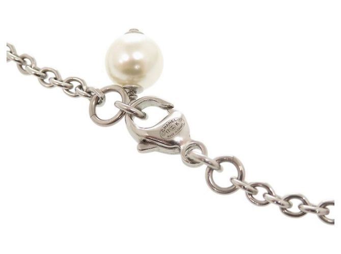 Collana in metallo con strass e perle finte Chanel Coco Mark in argento - vista 5