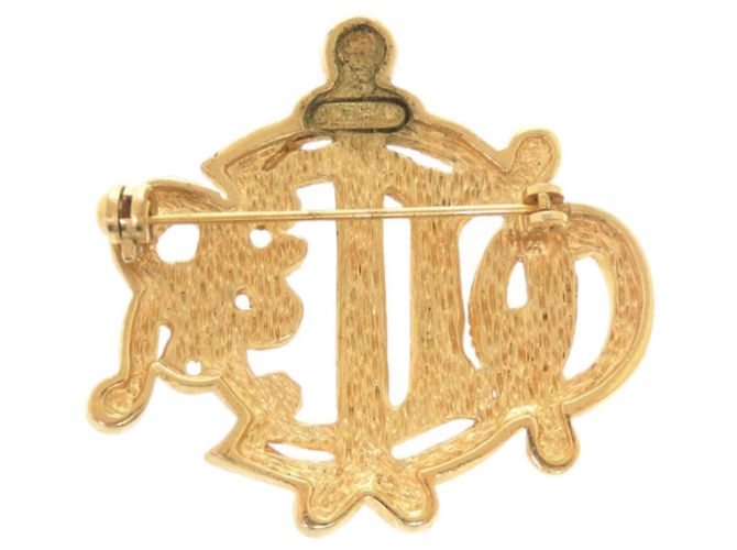 Spilla in metallo dorato Christian Dior Emblem 0637 D'oro - vista 2