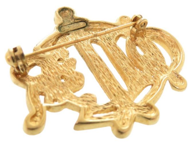 Spilla in metallo dorato Christian Dior Emblem 0637 D'oro - vista 3