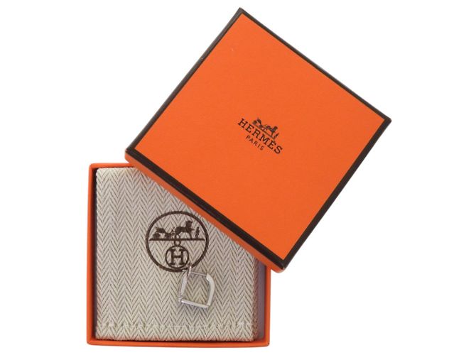 Orecchino in metallo laccato blu Etrier di Hermès - vista 3