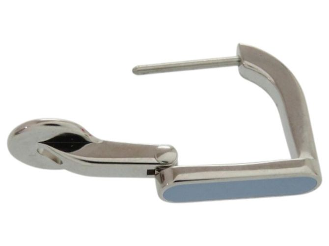 Orecchino in metallo laccato blu Etrier di Hermès - vista 5