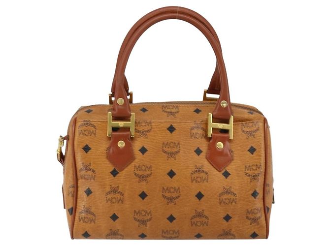 Borsa MCM Visetos in tela e pelle Marrone - vista 2