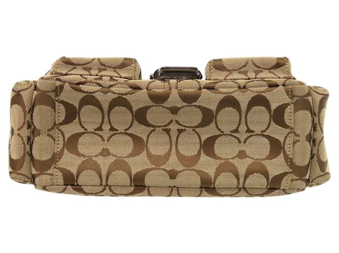 Borsa a Spalla in Tela e Pelle Firmata Coach Marrone Beige - vista 4