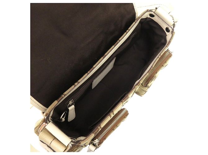 Borsa a Spalla in Tela e Pelle Firmata Coach Marrone Beige - vista 7