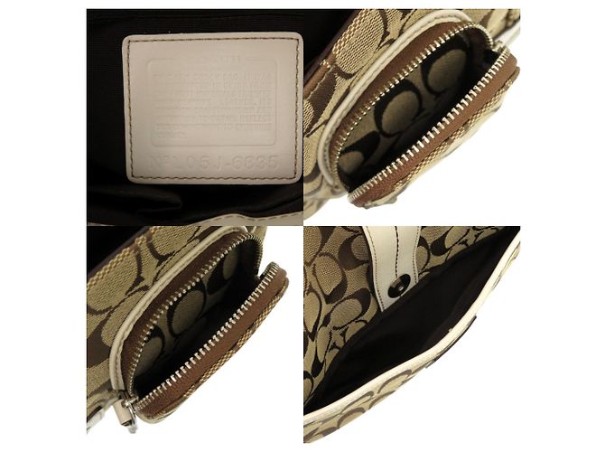 Borsa a Spalla in Tela e Pelle Firmata Coach Marrone Beige - vista 8