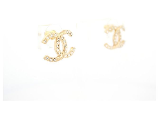 NUOVE ORECCHINI CHANEL LOGO CC STRASS METALLO ORO SCATOLA D'oro - vista 3