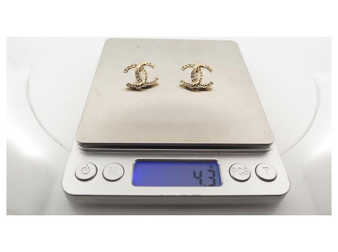 NUOVE ORECCHINI CHANEL LOGO CC STRASS METALLO ORO SCATOLA D'oro - vista 6