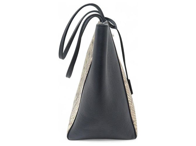 NEUE LOUIS VUITTON LOCKME CABAS N92917 LEDER UND PYTHON TASCHE Schwarz - Ansicht 3