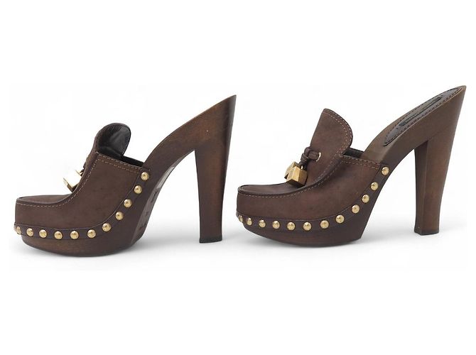 LOUIS VUITTON MULES MIT ABSATZ 38.5 LEDER SUEDE BRAUN - Ansicht 2