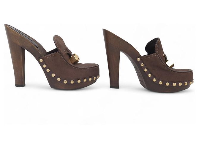LOUIS VUITTON MULES MIT ABSATZ 38.5 LEDER SUEDE BRAUN - Ansicht 3