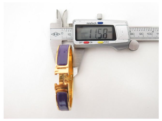 Hermès BRACCIALE HERMES CLIC H VIOLA 17,5CM PLACCA IN ORO GIALLO + SCATOLA BANGLE Porpora - vista 12
