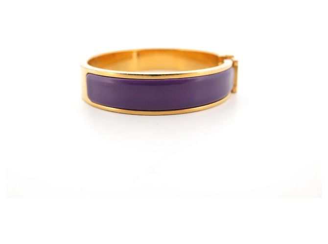 Hermès BRACCIALE HERMES CLIC H VIOLA 17,5CM PLACCA IN ORO GIALLO + SCATOLA BANGLE Porpora - vista 3