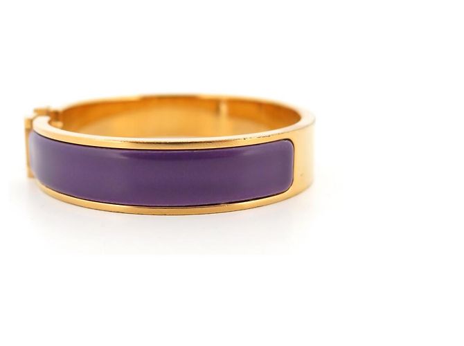 Hermès BRACCIALE HERMES CLIC H VIOLA 17,5CM PLACCA IN ORO GIALLO + SCATOLA BANGLE Porpora - vista 5