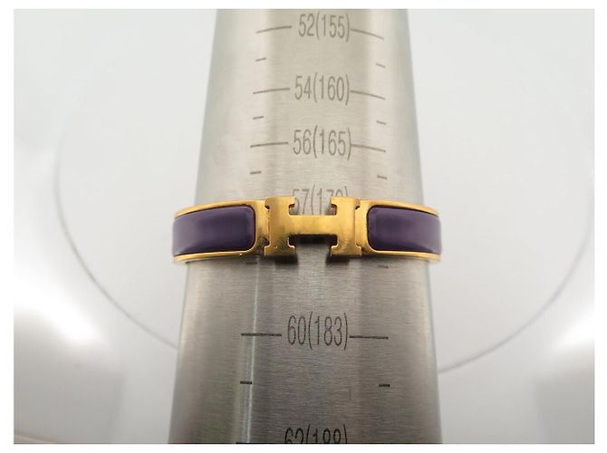 Hermès BRACCIALE HERMES CLIC H VIOLA 17,5CM PLACCA IN ORO GIALLO + SCATOLA BANGLE Porpora - vista 9