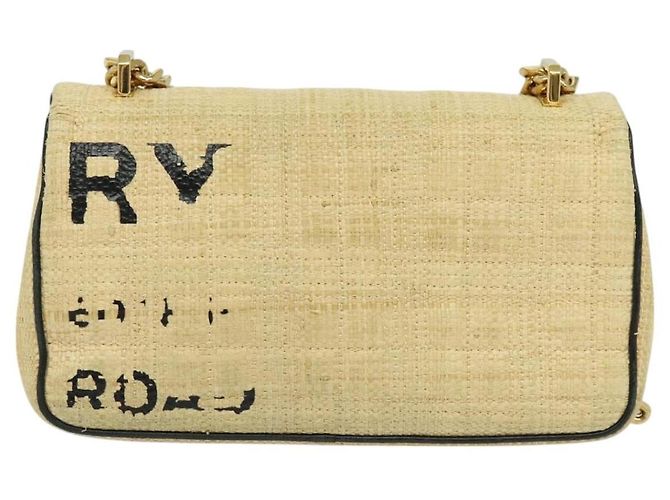 Burberry Lola Printed Raffia Small Bege - vista 2