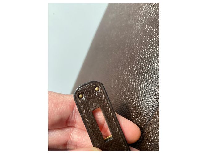 Bolsa de mão Hermès Kelly 28 em couro chocolate - vista 4