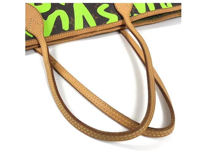 Louis Vuitton Monogram Graffiti Neverfull GM Marrone Verde Verde chiaro - vista 10
