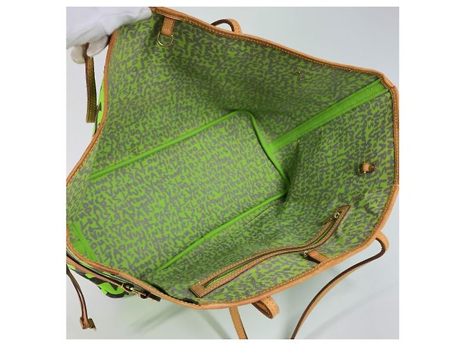 Louis Vuitton Monogram Graffiti Neverfull GM Marrone Verde Verde chiaro - vista 12