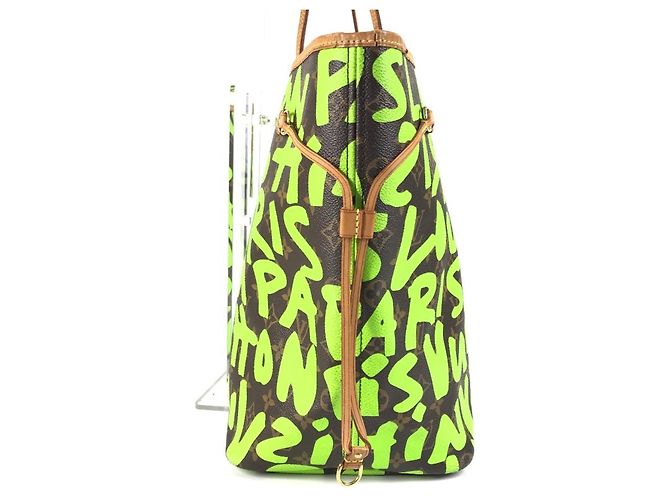 Louis Vuitton Monogram Graffiti Neverfull GM Marrone Verde Verde chiaro - vista 3